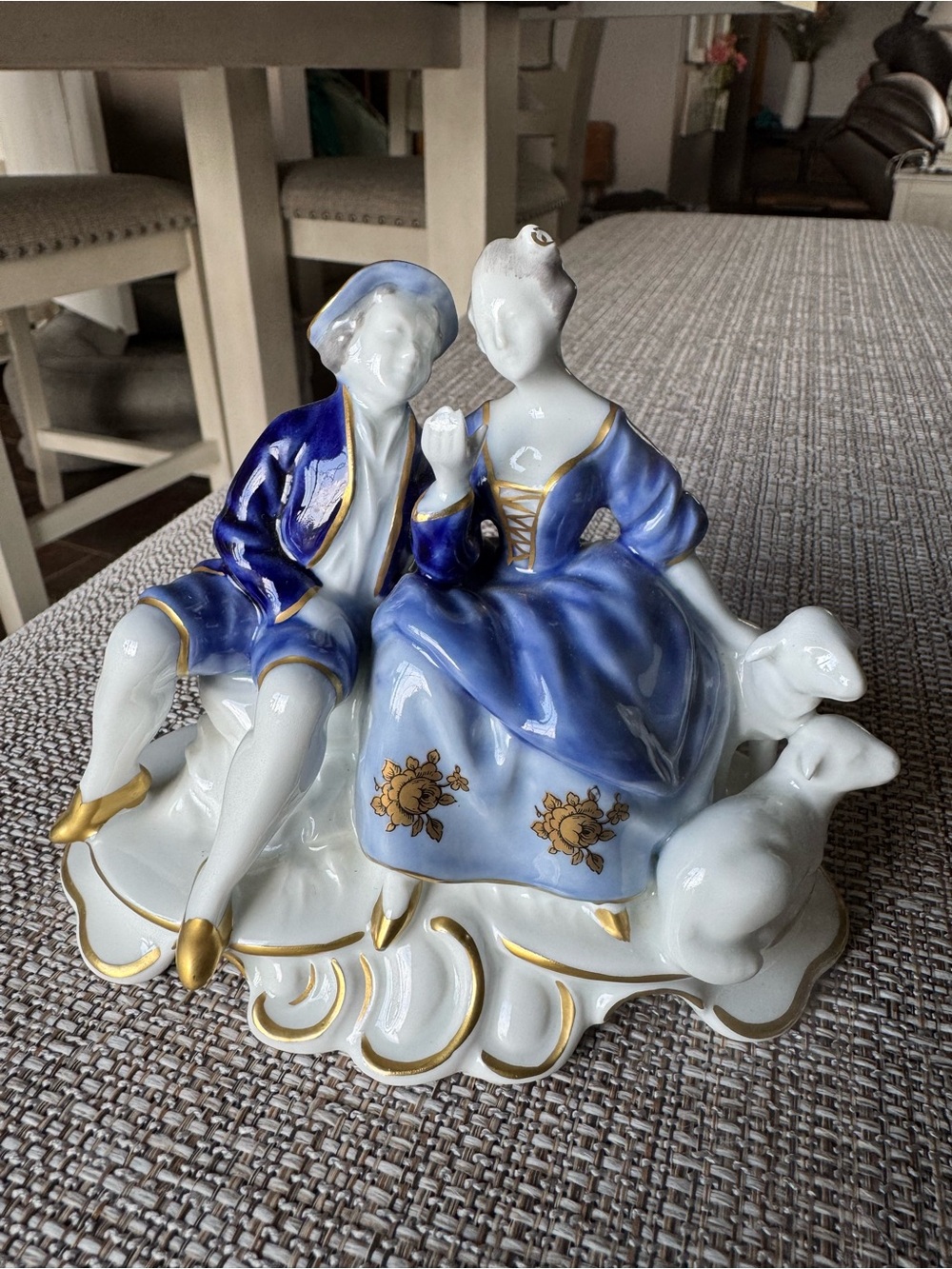 Vintage Golden Crown ER Gerold Porzellan Pastoral Courting Couple Figurine.